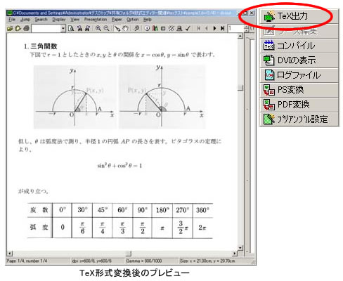 Tex変換後の数学文書