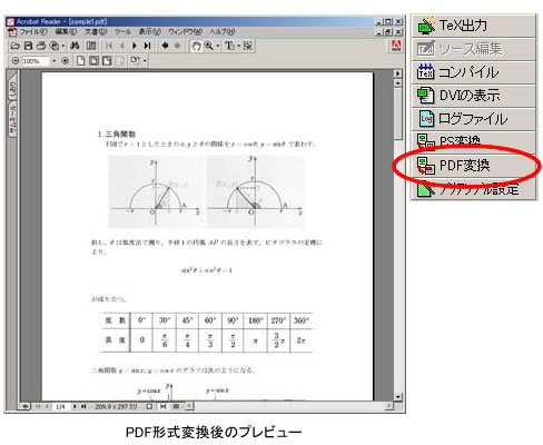 PDF形式変換後の数学文書